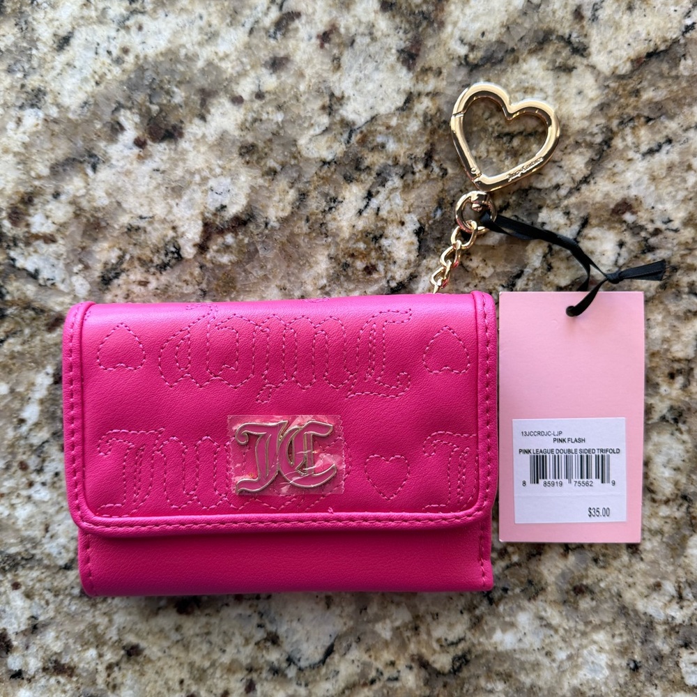 Juicy Couture Pink and Gold Key Holder with Heart Clip
